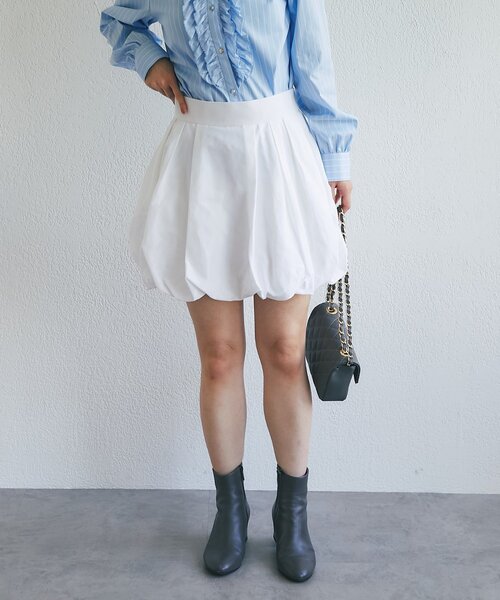 La boutique BonBon(ラブティックボンボン)の「【KAZUMI監修・大人女子におすすめ】タフタバルーンminiスカート(スカート・レディース・ブラウン/ホワイト/ブラック・36/38)」の4枚目の写真