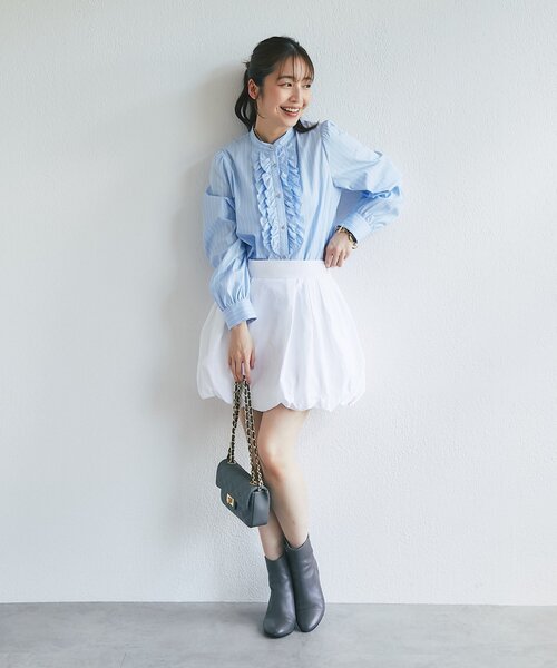La boutique BonBon(ラブティックボンボン)の「【KAZUMI監修・大人女子におすすめ】タフタバルーンminiスカート(スカート・レディース・ブラウン/ホワイト/ブラック・36/38)」の8枚目の写真