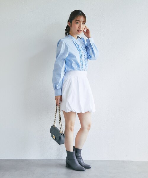 La boutique BonBon(ラブティックボンボン)の「【KAZUMI監修・大人女子におすすめ】タフタバルーンminiスカート(スカート・レディース・ブラウン/ホワイト/ブラック・36/38)」の9枚目の写真