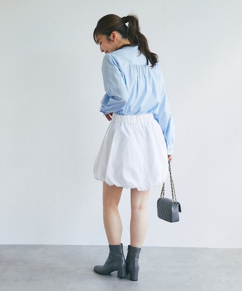 La boutique BonBon(ラブティックボンボン)の「【KAZUMI監修・大人女子におすすめ】タフタバルーンminiスカート(スカート・レディース・ブラウン/ホワイト/ブラック・36/38)」の10枚目の写真