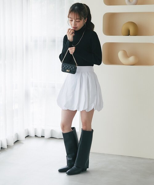 La boutique BonBon(ラブティックボンボン)の「【KAZUMI監修・大人女子におすすめ】タフタバルーンminiスカート(スカート・レディース・ブラウン/ホワイト/ブラック・36/38)」の12枚目の写真