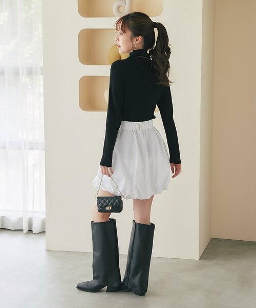 La boutique BonBon(ラブティックボンボン)の「【KAZUMI監修・大人女子におすすめ】タフタバルーンminiスカート(スカート・レディース・ブラウン/ホワイト/ブラック・36/38)」の13枚目の写真