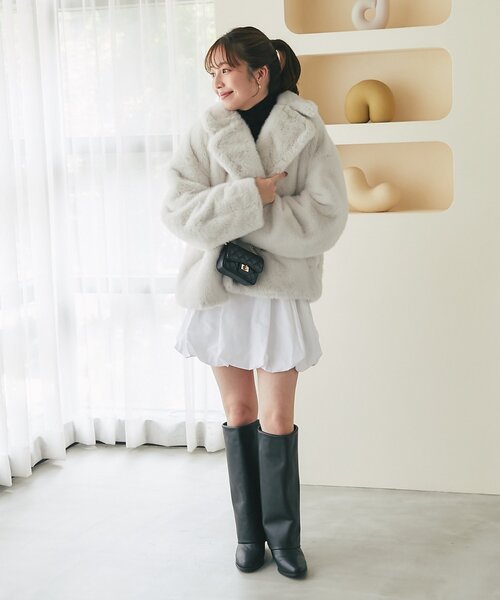 La boutique BonBon(ラブティックボンボン)の「【KAZUMI監修・大人女子におすすめ】タフタバルーンminiスカート(スカート・レディース・ブラウン/ホワイト/ブラック・36/38)」の14枚目の写真