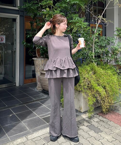 Kastane(カスタネ)の「【KATOMARI企画】EASY FLARE SWEAT PANTS(スウェットパンツ・レディース・グレー/チャコールグレー・0/1)」の18枚目の写真