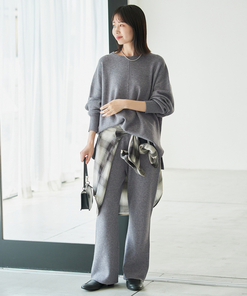 SLOBE IENA(スローブイエナ)の「《WEB限定/シリーズあり/》ウォッシャブルスムースニットパンツ(その他パンツ・レディース・チャコールグレー/ネイビー・FREE)」の9枚目の写真
