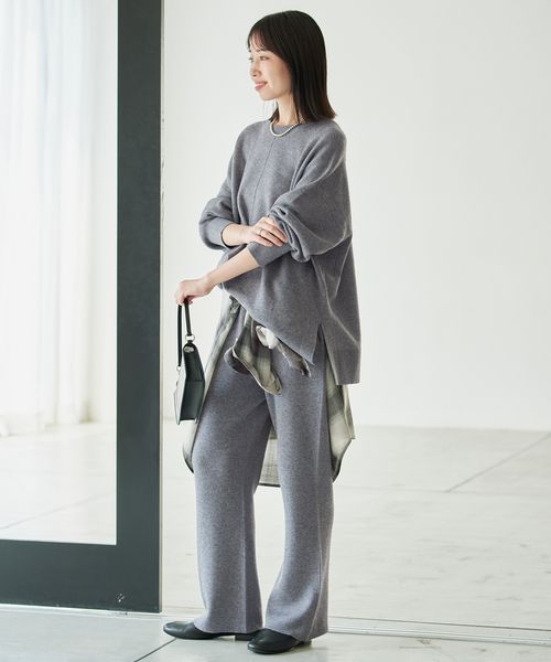 SLOBE IENA(スローブイエナ)の「《WEB限定/シリーズあり/》ウォッシャブルスムースニットパンツ(その他パンツ・レディース・チャコールグレー/ネイビー・FREE)」の10枚目の写真