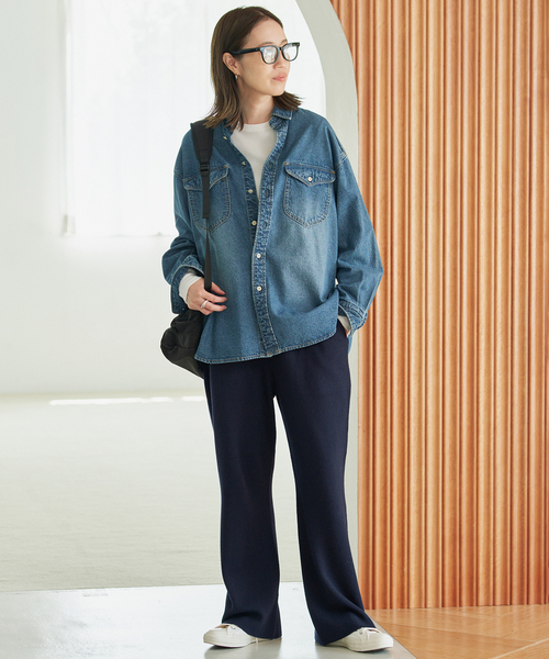SLOBE IENA(スローブイエナ)の「《WEB限定/シリーズあり/》ウォッシャブルスムースニットパンツ(その他パンツ・レディース・チャコールグレー/ネイビー・FREE)」の16枚目の写真