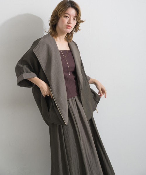 Material(Avenue)(マテリアル)の「【Material】シャドーナイロン チャーム付きメッシュポケット フレア イージー ロング スカート(スカート・レディース・ダークブラウン/テラコッタ/ブラック・FREE)」の9枚目の写真