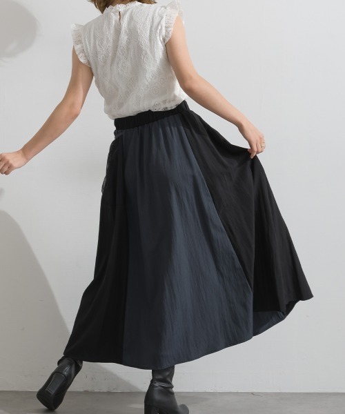 Material(Avenue)(マテリアル)の「【Material】シャドーナイロン チャーム付きメッシュポケット フレア イージー ロング スカート(スカート・レディース・ダークブラウン/テラコッタ/ブラック・FREE)」の14枚目の写真