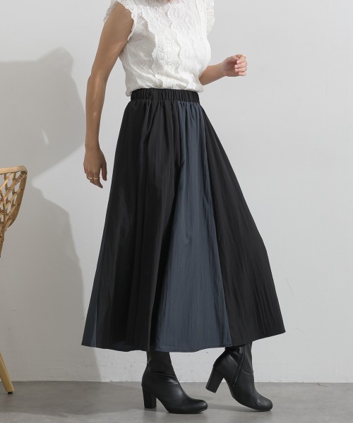 Material(Avenue)(マテリアル)の「【Material】シャドーナイロン チャーム付きメッシュポケット フレア イージー ロング スカート(スカート・レディース・ダークブラウン/テラコッタ/ブラック・FREE)」の15枚目の写真