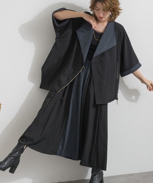 Material(Avenue)(マテリアル)の「【Material】シャドーナイロン チャーム付きメッシュポケット フレア イージー ロング スカート(スカート・レディース・ダークブラウン/テラコッタ/ブラック・FREE)」の18枚目の写真