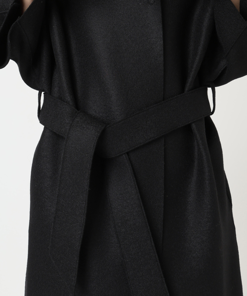 HARRIS WHARF LONDON(ハリスワーフロンドン)の「HARRIS WHARF LONDON 別注 Women kimono mantle pressed wool コート(その他アウター・レディース・ブラック/アイボリー・42)」の9枚目の写真
