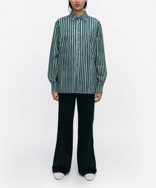 marimekko(マリメッコ)の「【kioski】Piccolo / Jokapoika shirt(シャツ/ブラウス・レディース・ダークグリーン/レッド・XX-SMALL/X-SMALL/LARGE/SMALL/MEDIUM)」の1枚目の写真