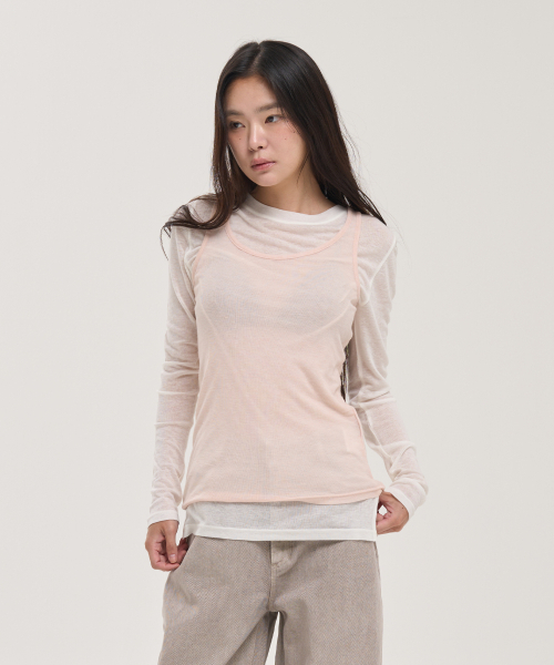 LEVHEARTED（レブハティッド）の「トーンウールノースリーブ - ピンク（Tシャツ/カットソー・レディース・ライトピンク・FREE）」の2枚目の写真