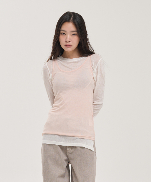 LEVHEARTED（レブハティッド）の「トーンウールノースリーブ - ピンク（Tシャツ/カットソー・レディース・ライトピンク・FREE）」の4枚目の写真