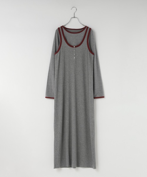 LOWRYS FARM(ローリーズファーム)の「パイピングレイヤードワンピース 1077970(ワンピース・レディース・グレー/ブラック/ネイビー・FREE)」の1枚目の写真