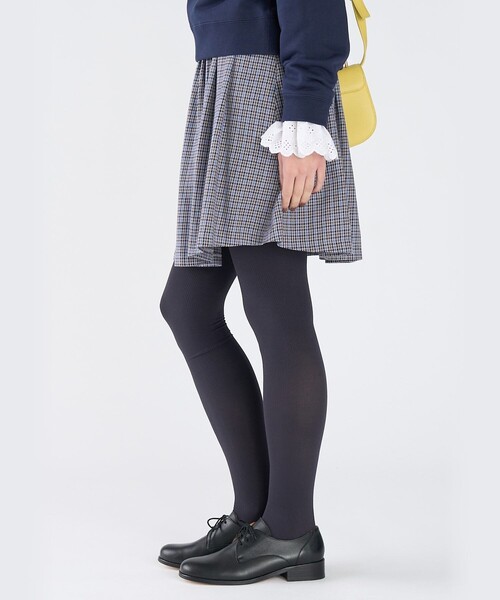 To b. by agnes b.(トゥービーバイアニエスベー)の「ガンクラブチェック コットン ミニスカート(スカート・レディース・グレー・40/38/36)」の4枚目の写真