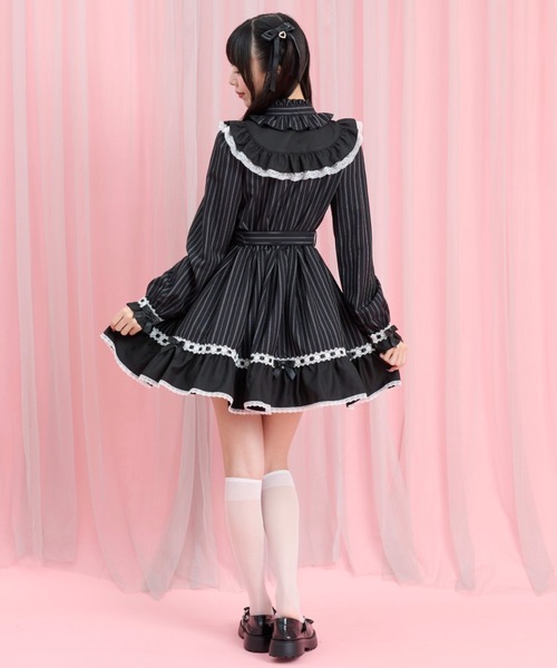 Secret Honey（シークレットハニー）の「長袖ベルト付ヨーク切替ワンピース（ワンピース・レディース・ワインレッド/ブラック・MEDIUM）」の5枚目の写真
