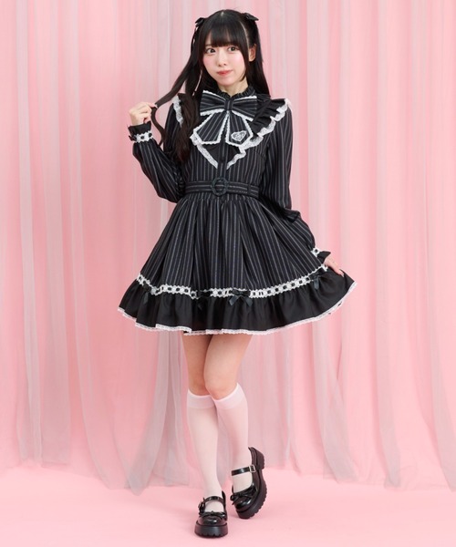 Secret Honey（シークレットハニー）の「長袖ベルト付ヨーク切替ワンピース（ワンピース・レディース・ワインレッド/ブラック・MEDIUM）」の3枚目の写真