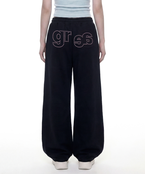 GRAVER（グレーバー）の「[UNISEX] GRAE-S ホットフィックス トレーニングワイドパンツ_Black（スウェットパンツ・レディース・ブラック・LARGE/MEDIUM）」の3枚目の写真