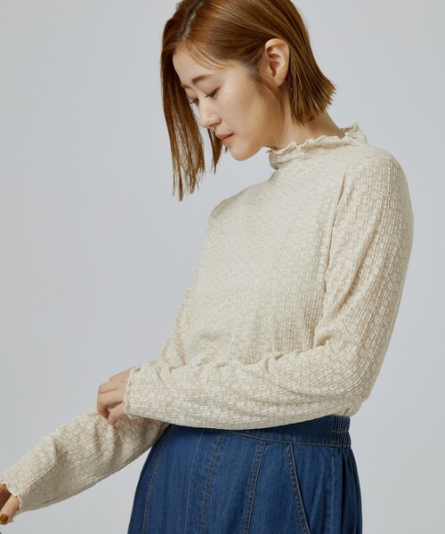 grove(グローブ)の「シアーレースプチネックインナー(Tシャツ/カットソー・レディース・ブラック/オフホワイト・02/03/01/04/05)」の3枚目の写真