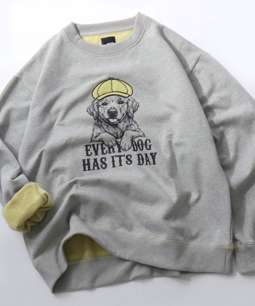 SITRY(シトリー)の「Animal Print Color Scheme Sweat Shirt/オーバーサイズ アニマルロゴ アップリケ 裏起毛 配色 トレーナー スウェット レディース メンズ(スウェット・メンズ・ブラック/ネイビー/グレー・M/L)」の2枚目の写真