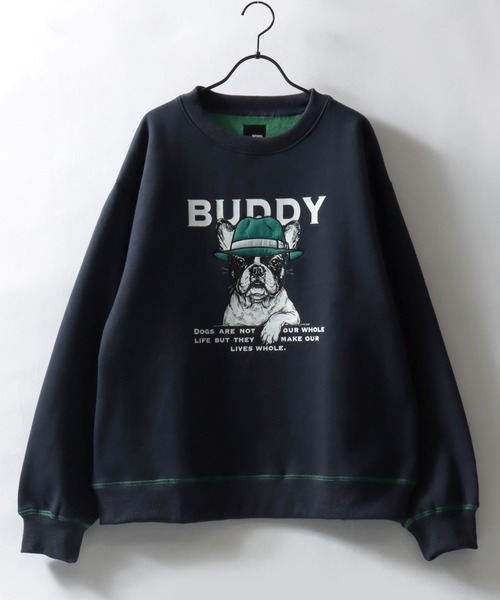 SITRY(シトリー)の「Animal Print Color Scheme Sweat Shirt/オーバーサイズ アニマルロゴ アップリケ 裏起毛 配色 トレーナー スウェット レディース メンズ(スウェット・メンズ・ブラック/ネイビー/グレー・M/L)」の6枚目の写真