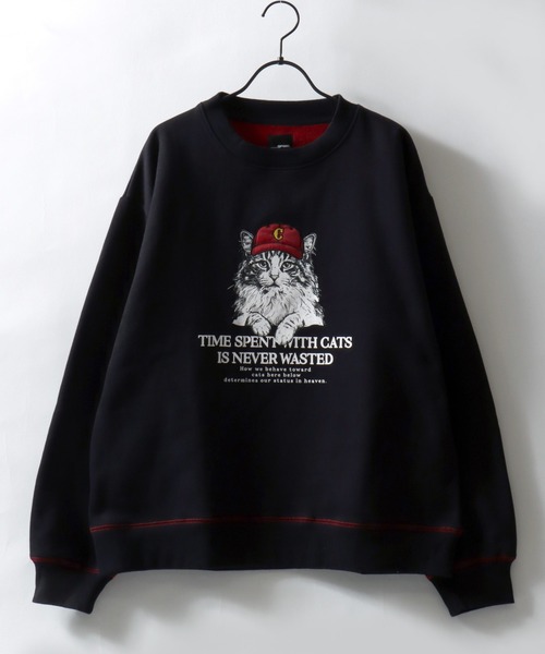 SITRY(シトリー)の「Animal Print Color Scheme Sweat Shirt/オーバーサイズ アニマルロゴ アップリケ 裏起毛 配色 トレーナー スウェット レディース メンズ(スウェット・メンズ・ブラック/ネイビー/グレー・M/L)」の4枚目の写真