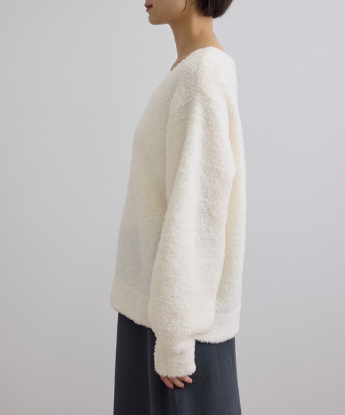 SALON adam et rope'（サロン アダム エ ロペ）の「【WEB限定】ループヤーンVネックプルオーバー（ニット/セーター・レディース・オフホワイト/チャコールグレー・FREE）」の15枚目の写真