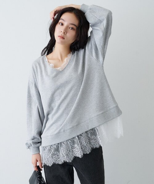 CIAOPANIC TYPY(チャオパニックティピー)の「∴前後2WAYレースドッキングスウェット(スウェット・レディース・ブラウン/ブラック/グレー・ONE SIZE)」の8枚目の写真
