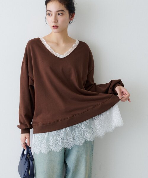 CIAOPANIC TYPY(チャオパニックティピー)の「∴前後2WAYレースドッキングスウェット(スウェット・レディース・ブラウン/ブラック/グレー・ONE SIZE)」の21枚目の写真