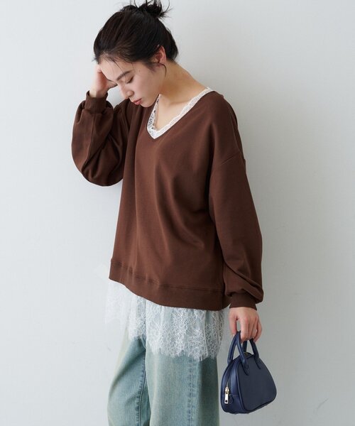 CIAOPANIC TYPY(チャオパニックティピー)の「∴前後2WAYレースドッキングスウェット(スウェット・レディース・ブラウン/ブラック/グレー・ONE SIZE)」の22枚目の写真