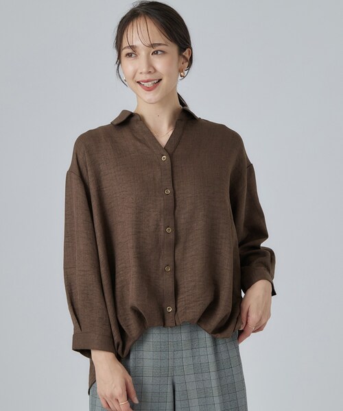 SHOO・LA・RUE（シューラルー）の「【S-LL】洗濯後しわになりにくい インしてる風シャツ（シャツ/ブラウス・レディース・チャコールグレー/ブルー/ライトベージュ/ブラウン系その他・04/03/02/01）」の9枚目の写真