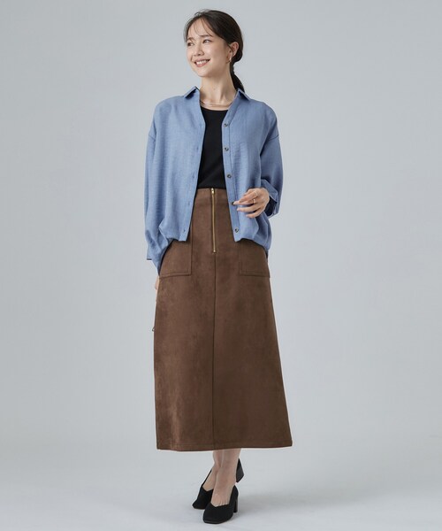 SHOO・LA・RUE（シューラルー）の「【S-LL】洗濯後しわになりにくい インしてる風シャツ（シャツ/ブラウス・レディース・チャコールグレー/ブルー/ライトベージュ/ブラウン系その他・04/03/02/01）」の19枚目の写真