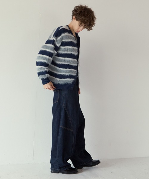 PBLIM(ページボーイリム)の「《UNISEX》フェザーボーダーカーディガン(カーディガン/ボレロ・レディース・ブラウン系/ブルー系・FREE)」の6枚目の写真