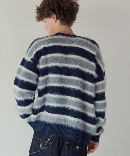 PBLIM(ページボーイリム)の「《UNISEX》フェザーボーダーカーディガン(カーディガン/ボレロ・レディース・ブラウン系/ブルー系・FREE)」の3枚目の写真