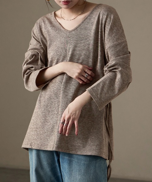 Fashion Letter(ファッションレター)の「前後2way カシミアタッチスムース オーバーサイズプルオーバー(スウェット・レディース・グレー/ベージュ/ブラック/ブラウン・M)」の4枚目の写真