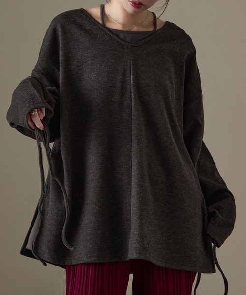 Fashion Letter(ファッションレター)の「前後2way カシミアタッチスムース オーバーサイズプルオーバー(スウェット・レディース・グレー/ベージュ/ブラック/ブラウン・M)」の6枚目の写真