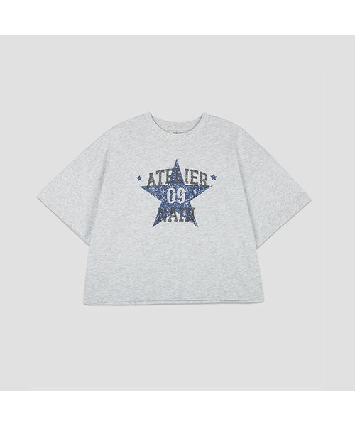 ATELIER NAIN（アトリエナイン）の「ATELIER NAIN STAR OVER CROP TEE (T-7221)（Tシャツ/カットソー・レディース・ヘザーグレー/ダークネイビー・FREE）」の2枚目の写真
