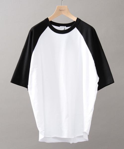 BEAUTY&YOUTH UNITED ARROWS(ビューティーアンドユースユナイテッドアローズ)の「BY ∴ ワイド ラグラン ハーフスリーブ カットソー MADE IN JAPAN◆(Tシャツ/カットソー・メンズ・ホワイト/ブラック/オリーブ/その他1/その他2/その他3・SMALL/MEDIUM/LARGE)」の1枚目の写真