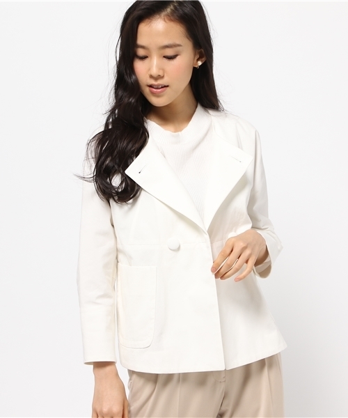 FIGARO Paris（フィガロパリ）の「ライトキャンバス ノーカラージャケット◆（ノーカラージャケット・レディース・ネイビー/ホワイト・36/38）」の12枚目の写真