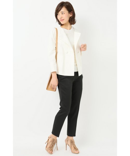 FIGARO Paris（フィガロパリ）の「ライトキャンバス ノーカラージャケット◆（ノーカラージャケット・レディース・ネイビー/ホワイト・36/38）」の14枚目の写真