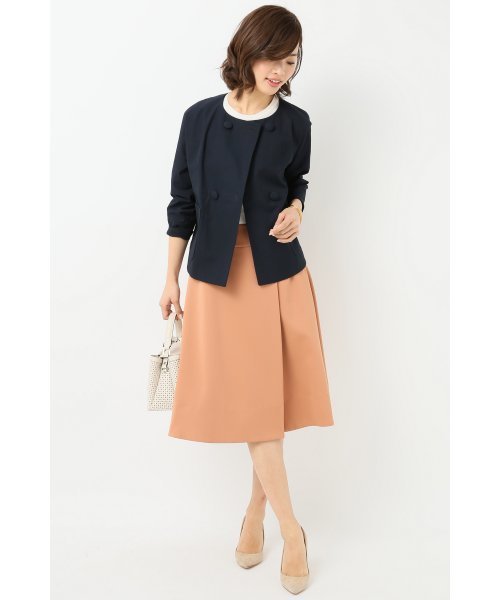 FIGARO Paris（フィガロパリ）の「ライトキャンバス ノーカラージャケット◆（ノーカラージャケット・レディース・ネイビー/ホワイト・36/38）」の8枚目の写真