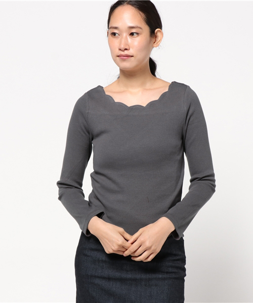 mystic(ミスティック)の「衿スカラッププルオーバー(Tシャツ/カットソー・レディース・レッド/ライトグレー/キャメル/ブラック/チャコールグレー・フリ-)」の21枚目の写真