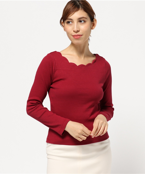 mystic(ミスティック)の「衿スカラッププルオーバー(Tシャツ/カットソー・レディース・レッド/ライトグレー/キャメル/ブラック/チャコールグレー・フリ-)」の18枚目の写真