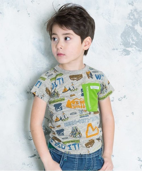 BREEZE(ブリーズ)の「アウトドアポケットTシャツ(Tシャツ/カットソー・キッズ・ベージュ/キナリ/グレー・90/130/110/140/80/100/120/95)」の1枚目の写真