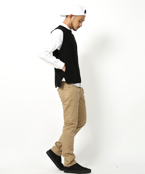 Rocky Monroe（ロッキーモンロー）の「畦編みニットベスト（ベスト・メンズ・ベージュ/ネイビー/ブラック/インディゴブルー/カーキ/グレー・M/L/XL）」の20枚目の写真