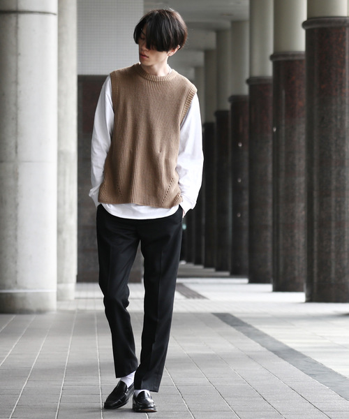 Rocky Monroe（ロッキーモンロー）の「畦編みニットベスト（ベスト・メンズ・ベージュ/ネイビー/ブラック/インディゴブルー/カーキ/グレー・M/L/XL）」の11枚目の写真