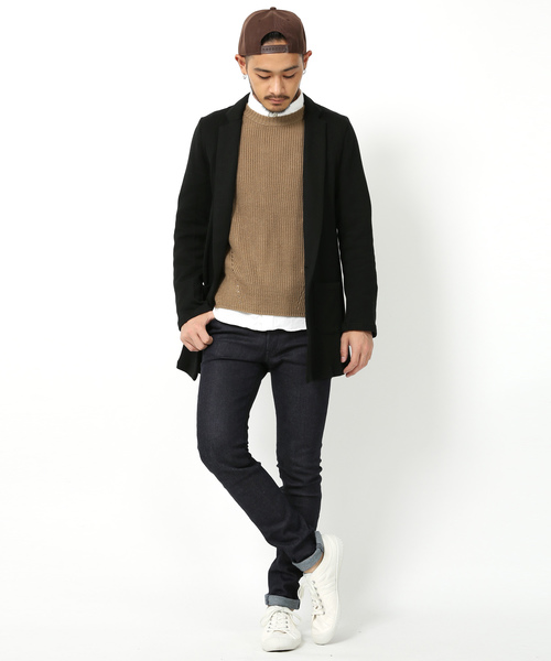 Rocky Monroe（ロッキーモンロー）の「畦編みニットベスト（ベスト・メンズ・ベージュ/ネイビー/ブラック/インディゴブルー/カーキ/グレー・M/L/XL）」の7枚目の写真