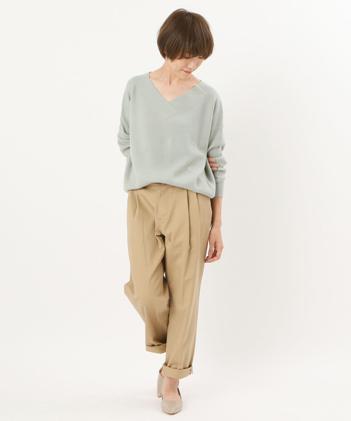RIVE DROITE（リヴドロワ）の「カシミヤ混片畦Vネックプルオーバー（ニット/セーター・レディース・オフホワイト/ネイビー/ミント・FREE）」の10枚目の写真